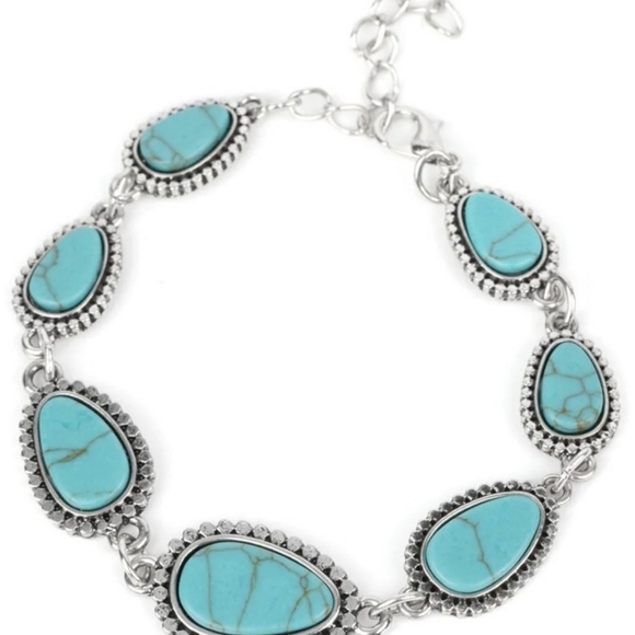 Paparazzi: Elemental Exploration, Blue Necklace, Earrings, & Bracelet - Picture 4 of 6